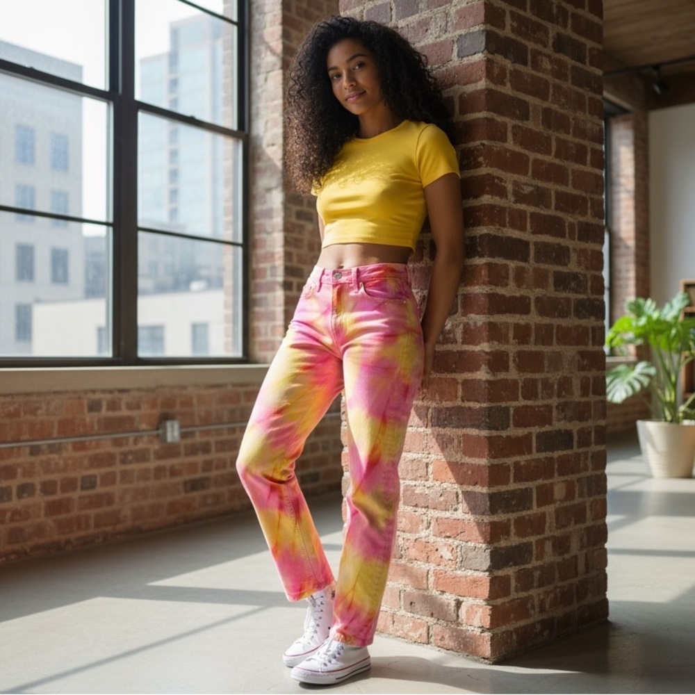 GRLFRND Karolina High Rise Jeans Tie Dye 26